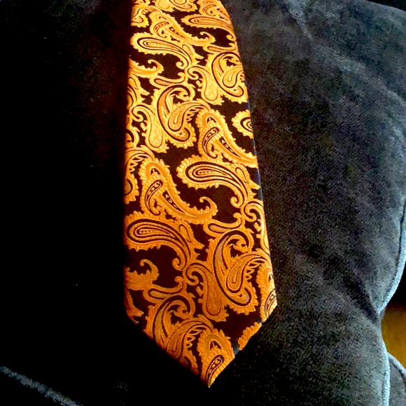 Orange & Black Paisley Neck Tie - Picture 1 of 4